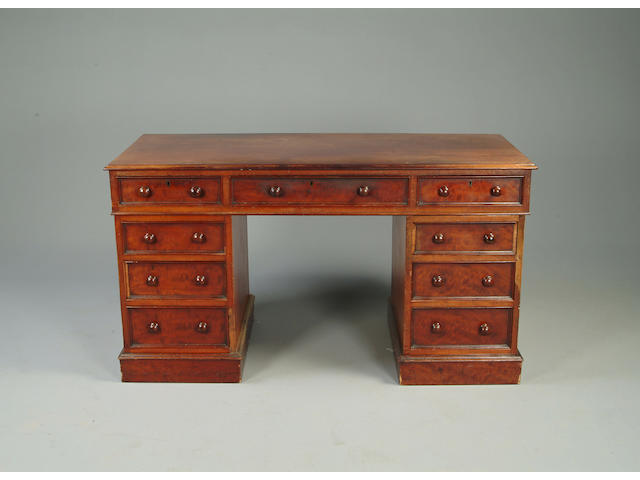 A Victorian mahogany pedestal desk