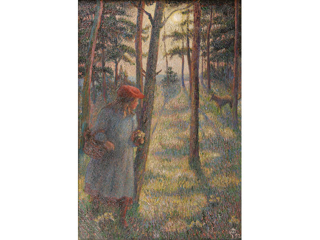 Lucien Pissarro (1863-1944) Le petit chaperon rouge 73 x 50 cm. (28 3/4 x 19 3/4 in.)