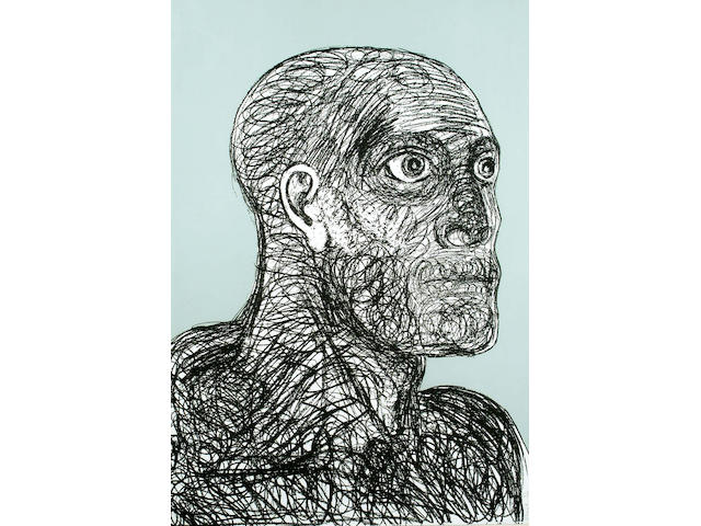 Dame Elisabeth Frink (British, 1930-1993) Head 1 with grey background image 108 x 74cm.