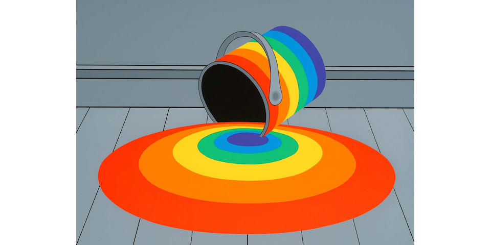 Patrick Hughes (British, b.1939) Spilt Pool unframed, (image) 42 x 57.5cm.