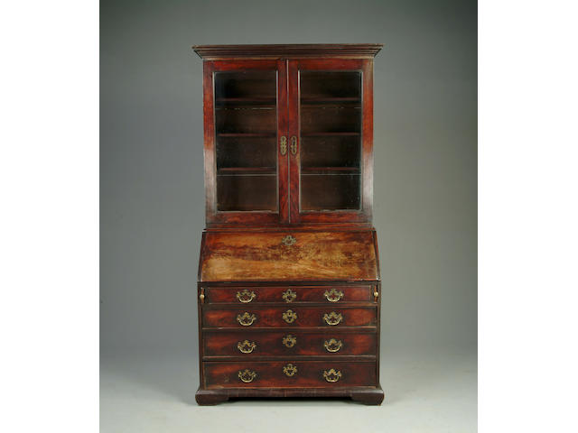A late George III mahogany bureau bookcase