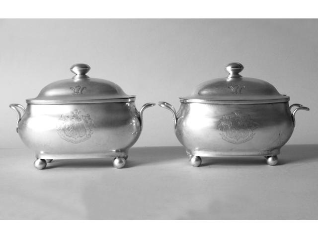 A pair of provincial sauce tureens and covers J.Hicks, Exeter 1828,