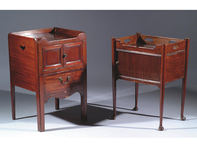 A George III mahogany tray top commode,