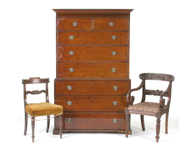 A set of six late Regency mahogany dining chairs,