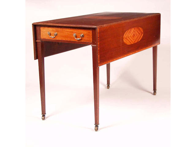 A George III mahogany and satinwood inlaid Pembroke table