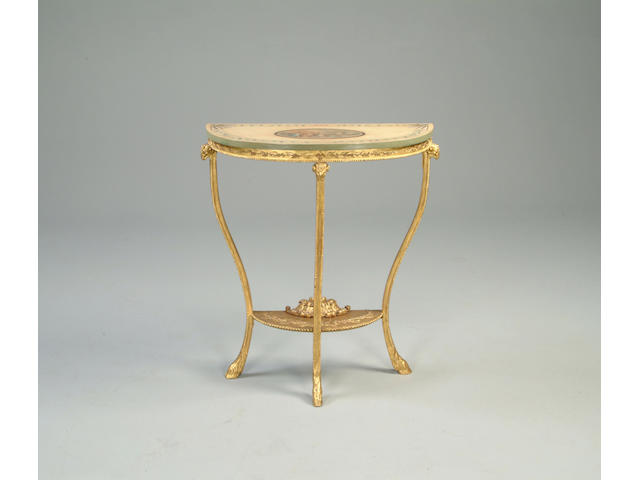 An Adam style gilt gesso demi-lune console table