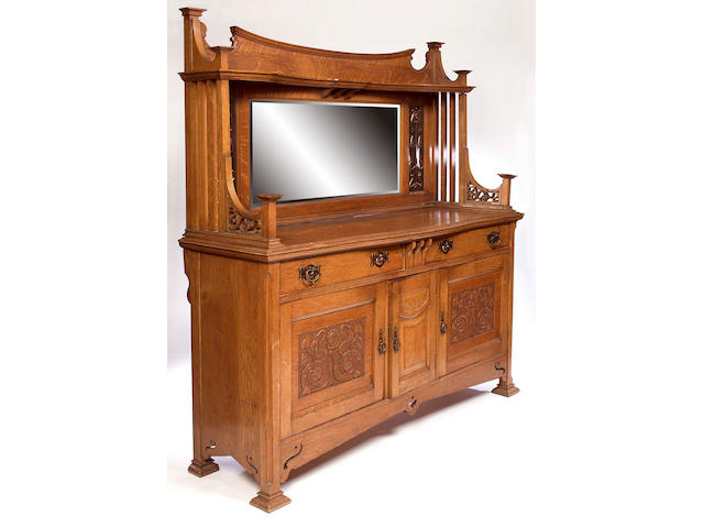 British, circa 1900, An Art Nouveau style oak sideboard,