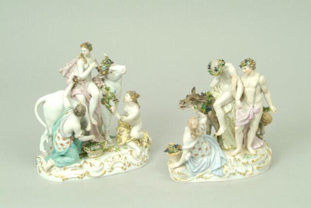 A pair of Meissen figure groups