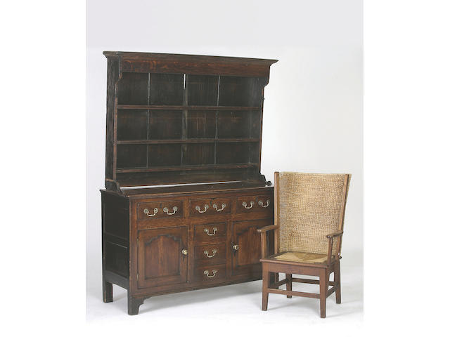 A late 18th Century oak high dresser,