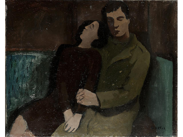 William Scott R.A. (1913-1989) Soldier and Girl Sleeping 41 x 51 cm. (16 1/8 x 20 1/8 in.)