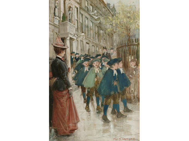 Walter Jenks Morgan (British, 1847-1924), A trip from school, 26.5 x 17 cm.