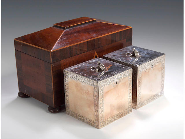 A pair of George III caddies, by Aaron Lestourgeon, London 1773,