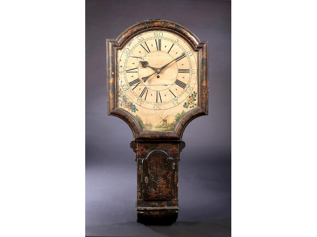 A late 18th Century black lacquer and gilt-japanned Tavern Clock,