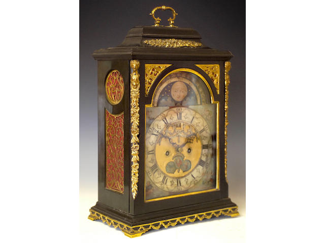 An 18th Century ebony and gilt-metal mounted Table Clock, Fs. Pasteur, Amsterdam,