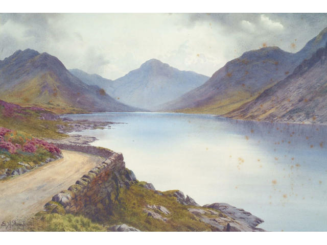 Edward H Thompson (1866-1949) 'Wastwater and Great Gable' Signed, watercolour 30 x 44cm