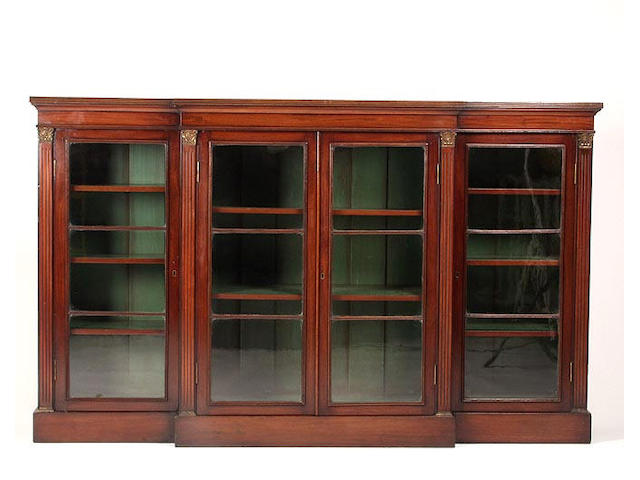 An Edwardian mahogany breakfront bookcase