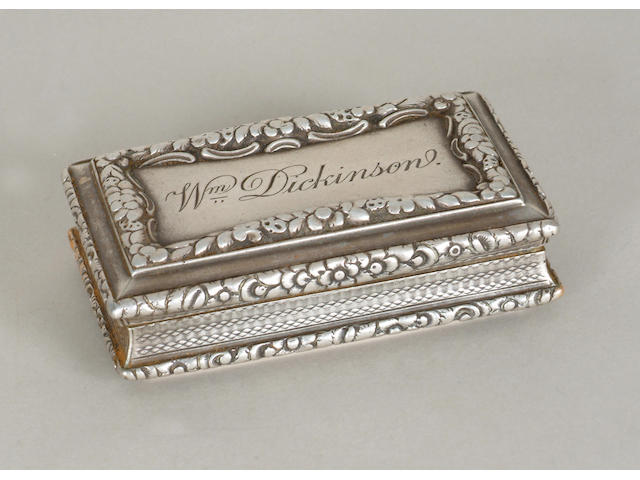 A William IV snuff box Nathaniel Mills, Birmingham 1835,