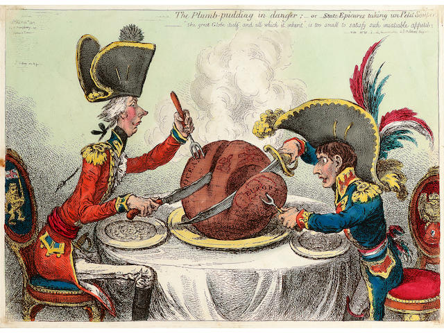 James Gillray Plumb Pudding in danger;- or-State Epicures taking un Petit Souper