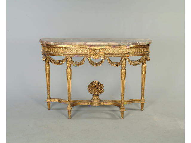 A late 19th century giltwood console table