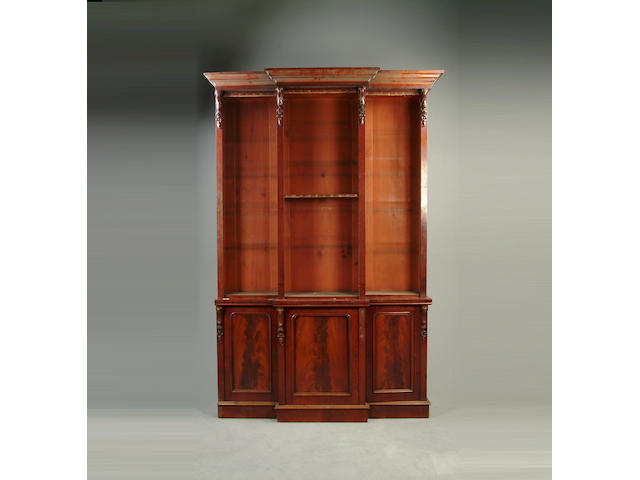 A Victorian mahogany breakfront bookcase