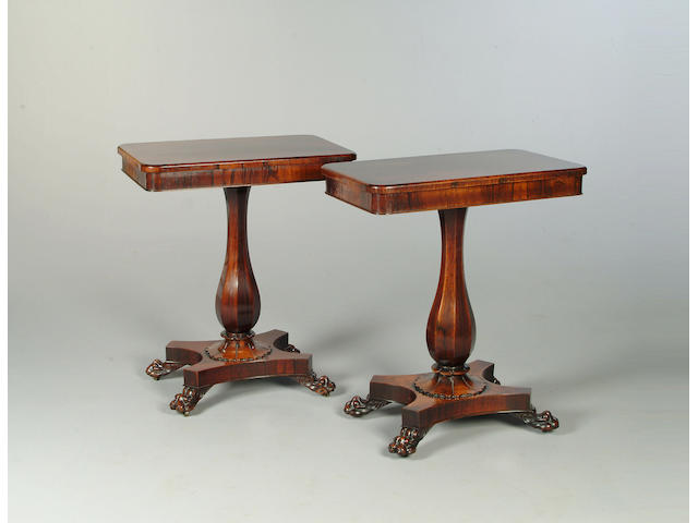 A pair of rosewood occasional tables