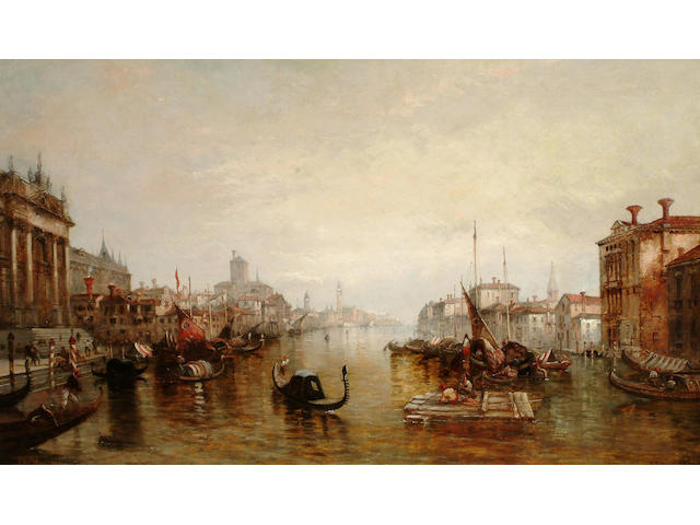 Alfred Pollentine (British, fl. 1861-1880) On the Grand canal, Venice, 77 x 127cm