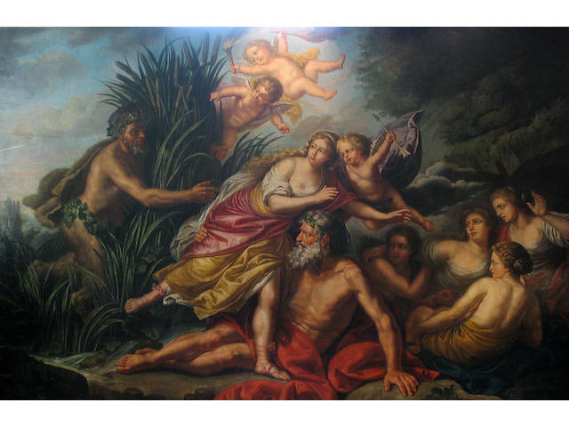 French School, 18th Century, Pan and Syrinx, 213.5 x 335cm