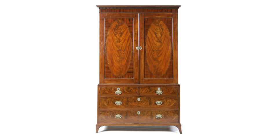 A good George III mahogany linen press, by Gillows of Lancaster,