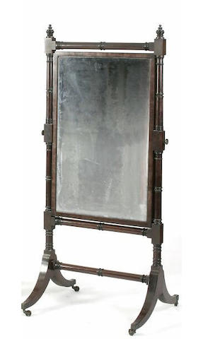 A Regency mahogany cheval mirror,