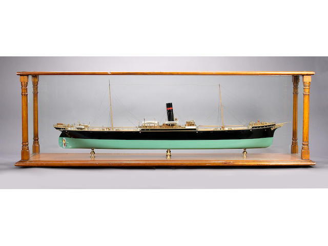 A Builder's Model of a 19th Century Steamship 163 x 34 x51cm.(64 x 13.5 x 20in.)
