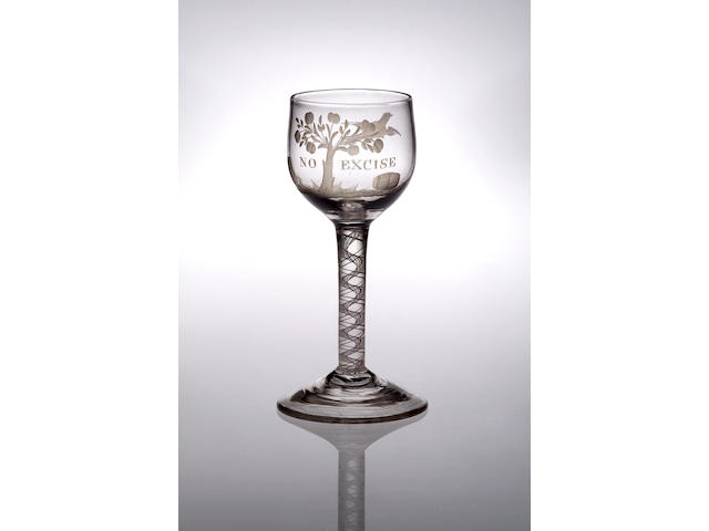 An opaque twist cider glass, circa 1760,