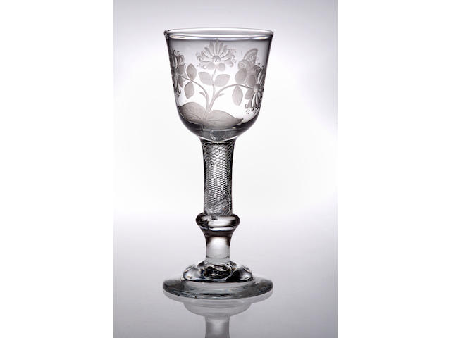 A composite-stemed goblet, circa 1750,