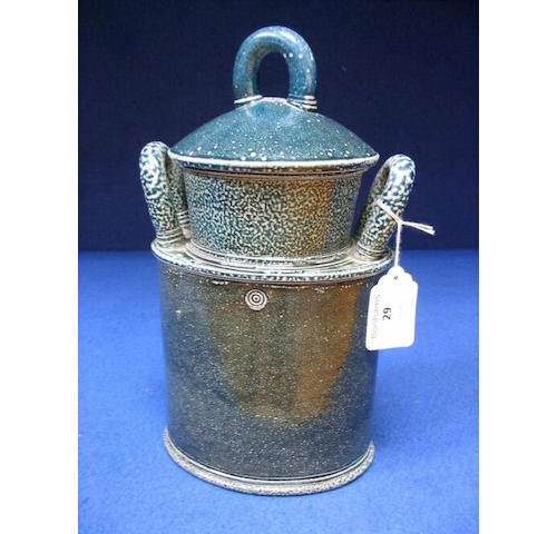 Walter Keeler a blue saltglaze lidded Jar Height 10 1/4in. (26cm)