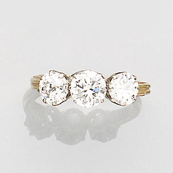 A diamond three-stone ring