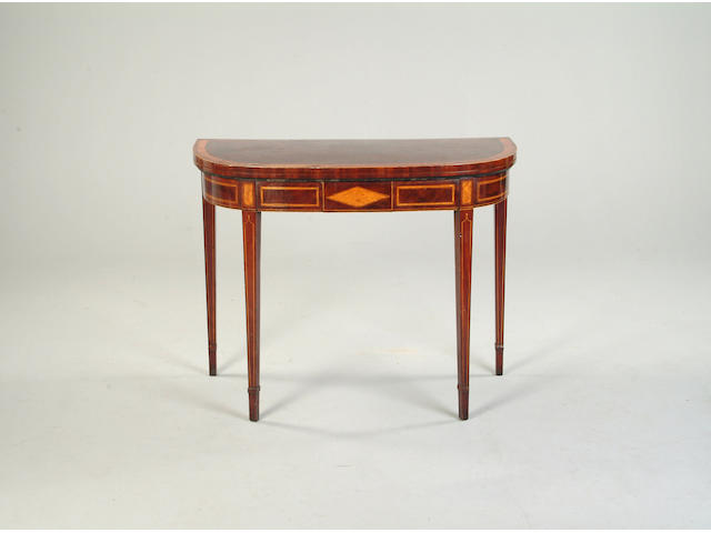 A George III mahogany and satinwood banded card table