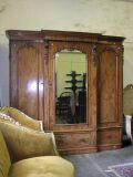 An attractive Victorian mahogany breakfront triple wardrobe,