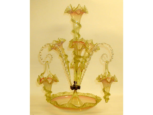 A large vaseline glass epergne,