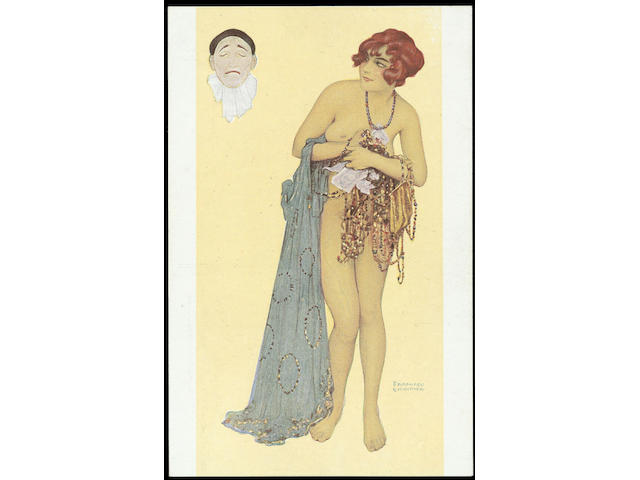 Kirchner 1914, "Les P&#233;ch&#233;s Capitaux" (The Deadly Sins) set (7 + original packet, damaged), all unused, VG-EX.