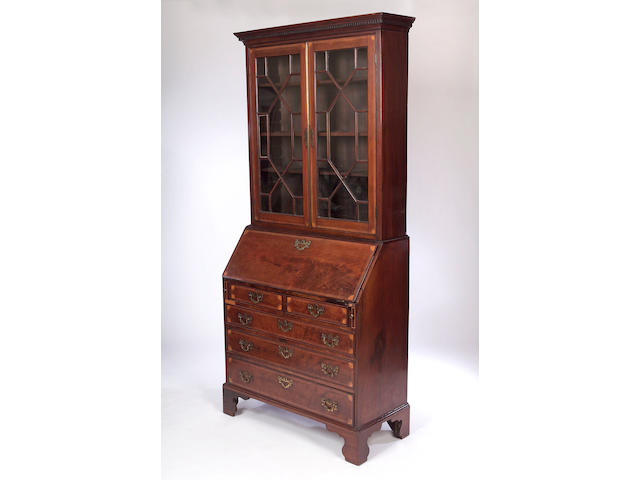 A 19th Century mahogany and inlaid Bureau Bookcase,