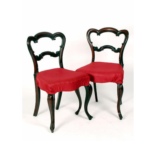 A set of four mid Victorian rosewood dining chairs