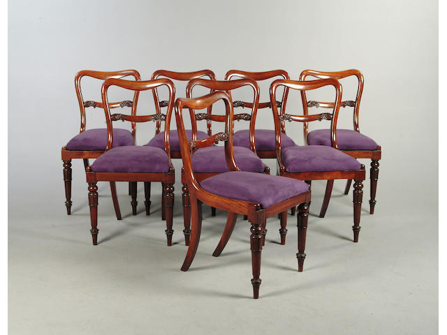 A set of eight William IV mahogany dining chairs