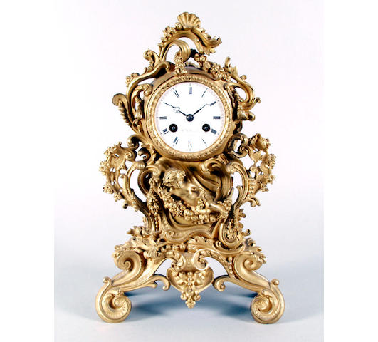 A late 19th Century French gilt mantel clock W B Promoli, Paris, 859,