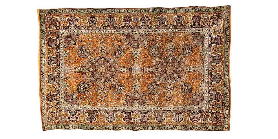 A fine silk and metal thread Turkish rug possibly Tossounian, 6 ft 10 in x 4 ft 4 in (208 x 132 cm)