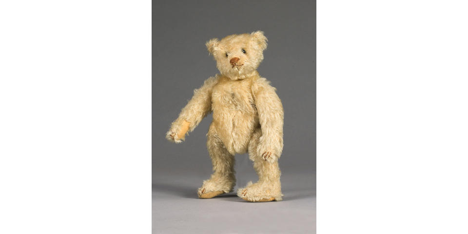 Rare blank button white mohair Steiff Teddy bear, German circa 1905-1907