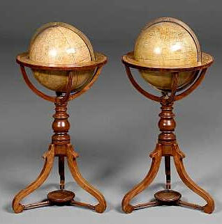 A 12-inch Terrestrial and a 12-inch Celestial Globe on Stands, English, 19th century and later,