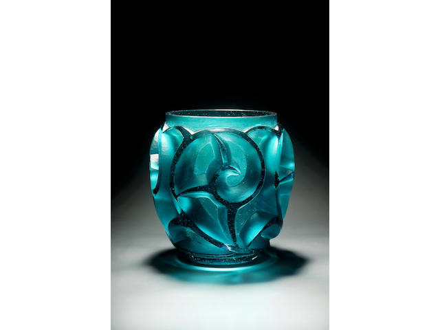 Ren&#233; Lalique, design 1926 'Tourbillons' A 'Sea Green' Glass Vase