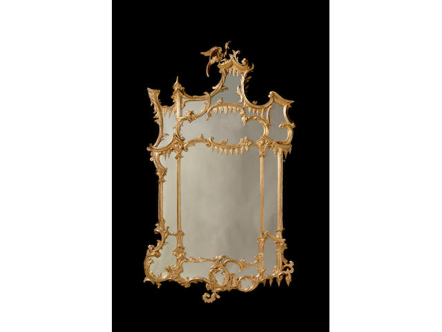 A Chippendale revival giltwood pier mirror