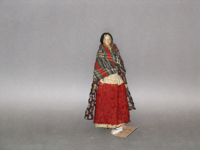 Papier mache shoulder head doll, German circa 1840