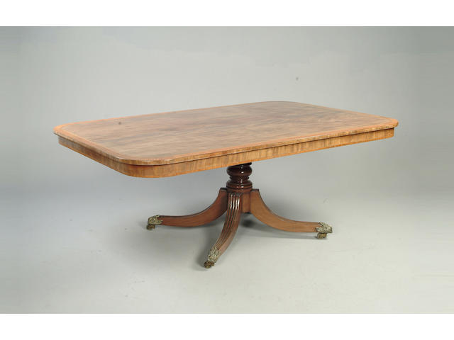 A George IV mahogany and satinwood crossbanded breakfast table,