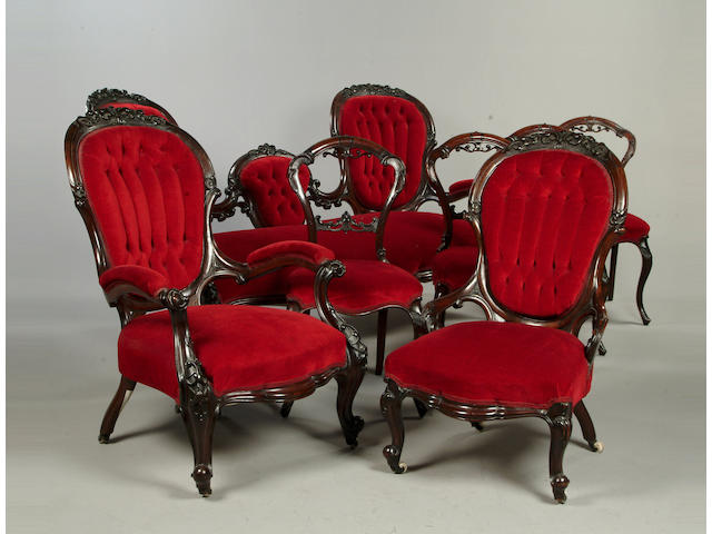 A Victorian mahogany salon suite
